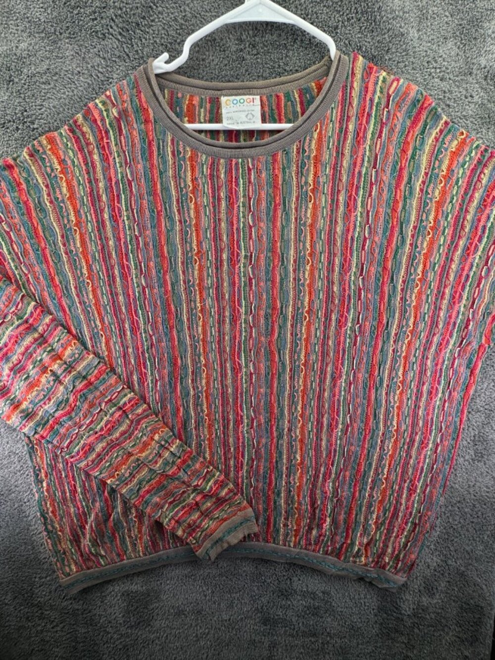 COOGI Australia Sweater Lightweight 2XL Mercerized Cotton Pullover Colorful Uni